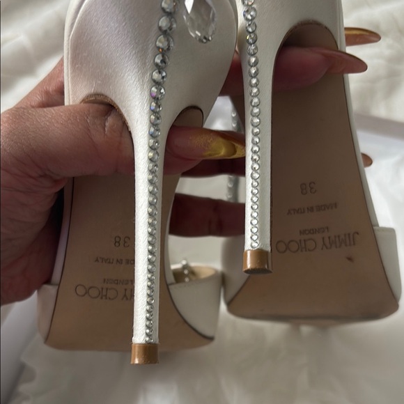 Jimmy Choo White Embellished Women's Heels - Picture 6 of 9